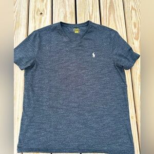 Polo Ralph Lauren Mens Size Large Charcoal T Shirt V-neck Short Sleeve